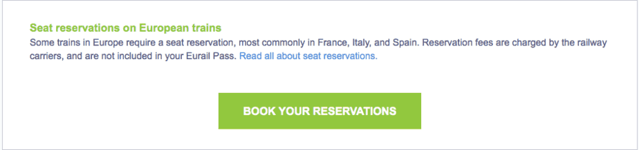 seat reservations for Eurail