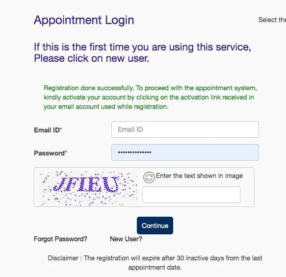 Appointment Login for VFS Global