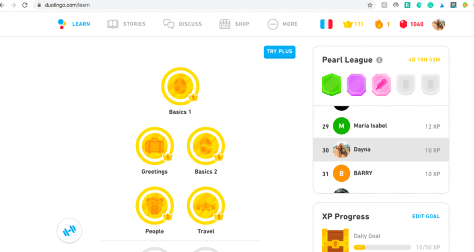 Duolingo lessons with 5 crowns turn golden