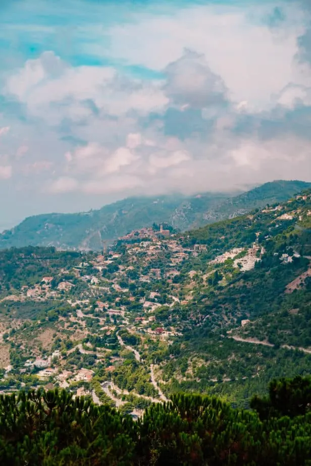 View of Eze from the walk to Tete de Chien