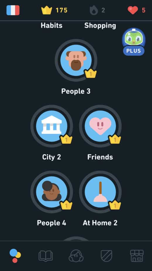 amount of crowns earned in Duolingo