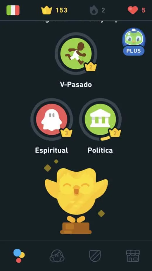 duolingo reverse tree from another language with golden owl