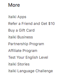italki buy a gift card menu