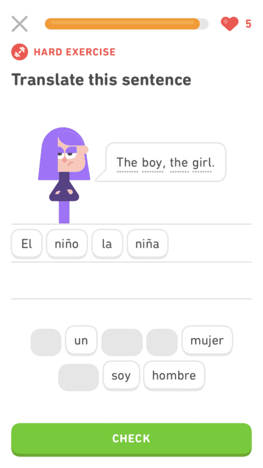 translate the sentence on duolingo