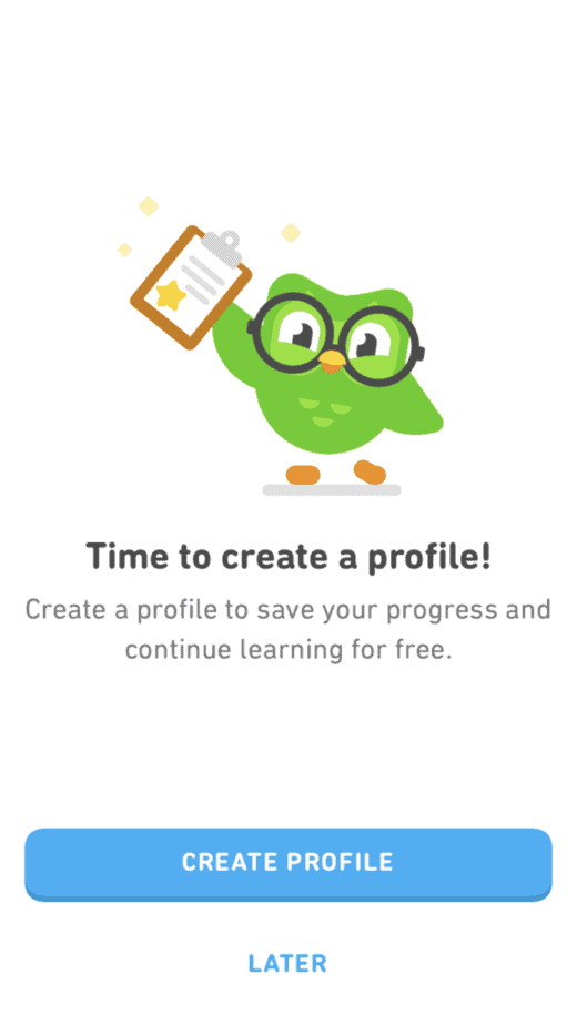 create a profile on duolingo