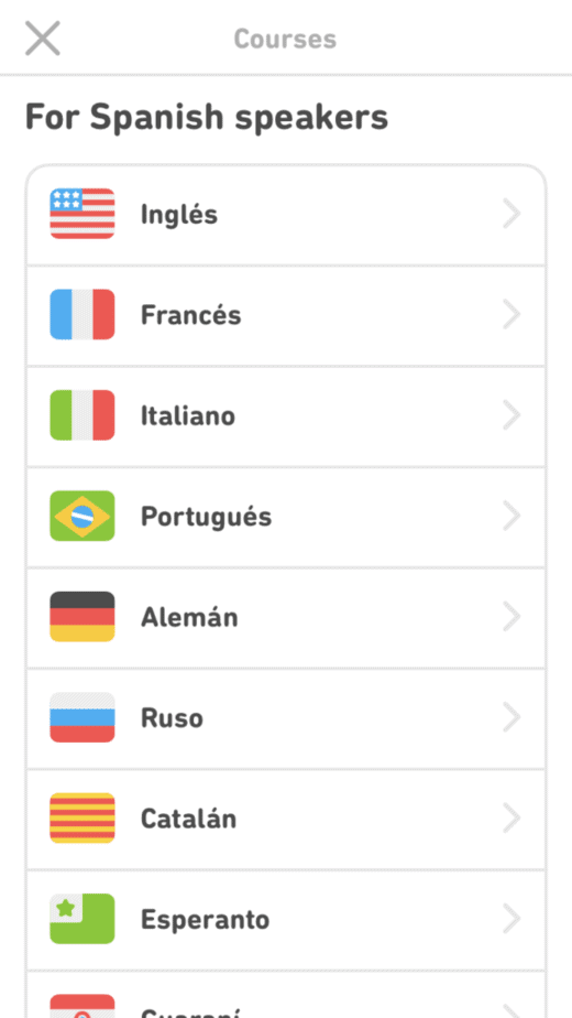 Duolingo lessons for Spanish speakers