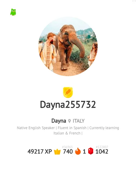 my duolingo stats with 740 crowns earned