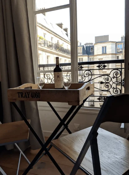 view of Parisian rooftops from Airbnb in Paris