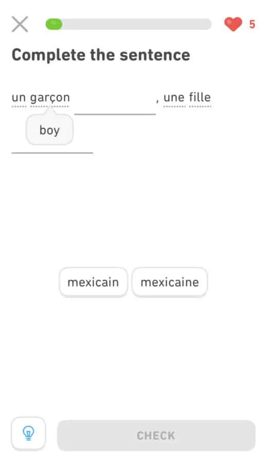 Duolingo hints in a lesson