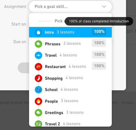 Assign lessons to students in Duolingo for Schools