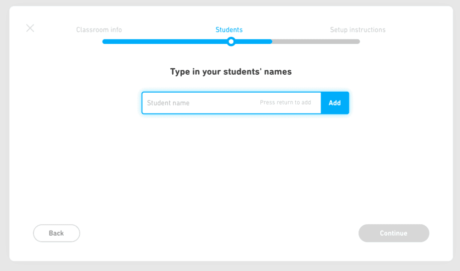 type in student's names