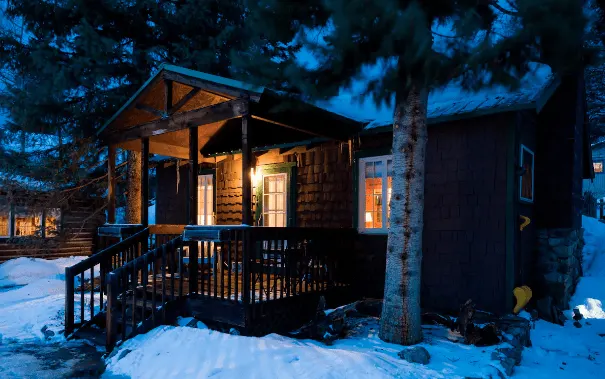 snow covered cabin airbnb rental
