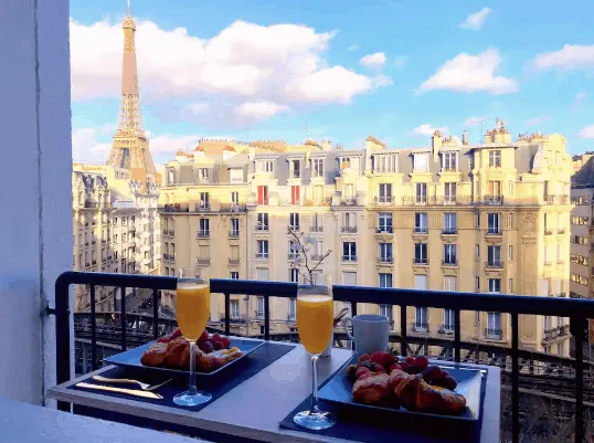 Paris balcony with Eiffel Tower View