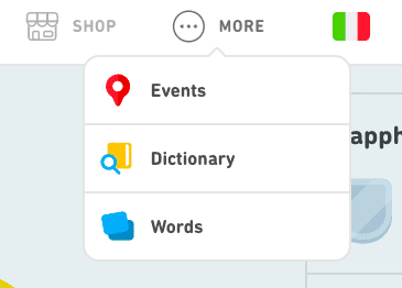 words list on Duolingo desktop