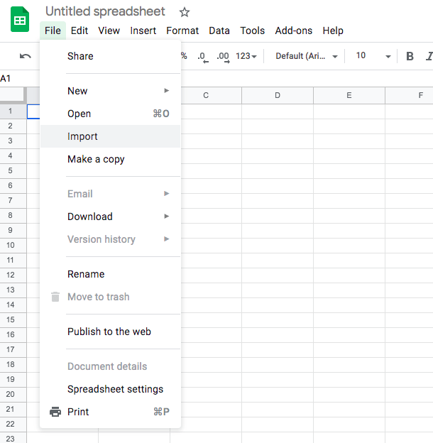 import vocabulary list to google sheets