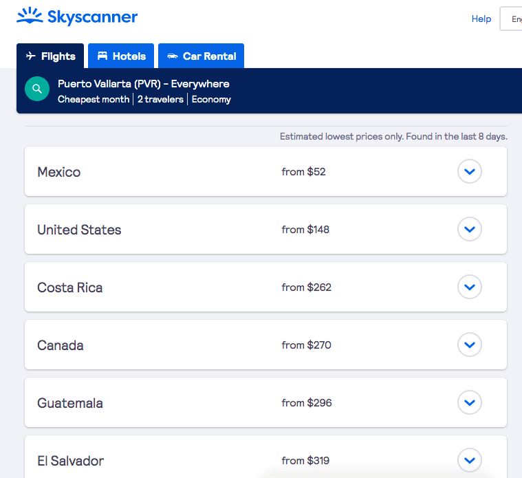 Skyscanner flight planner