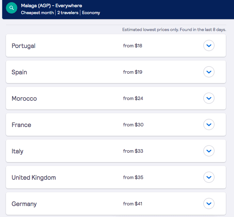 Skyscanner flights from Europe pro of living in Europe