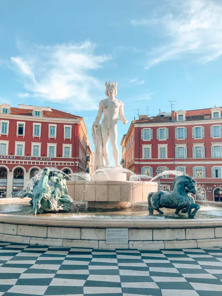 Place Massena and Fontaine du Soleil in Nice, France
