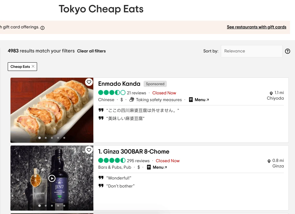 Find Cheap Eats on TripAdvisor for Japan