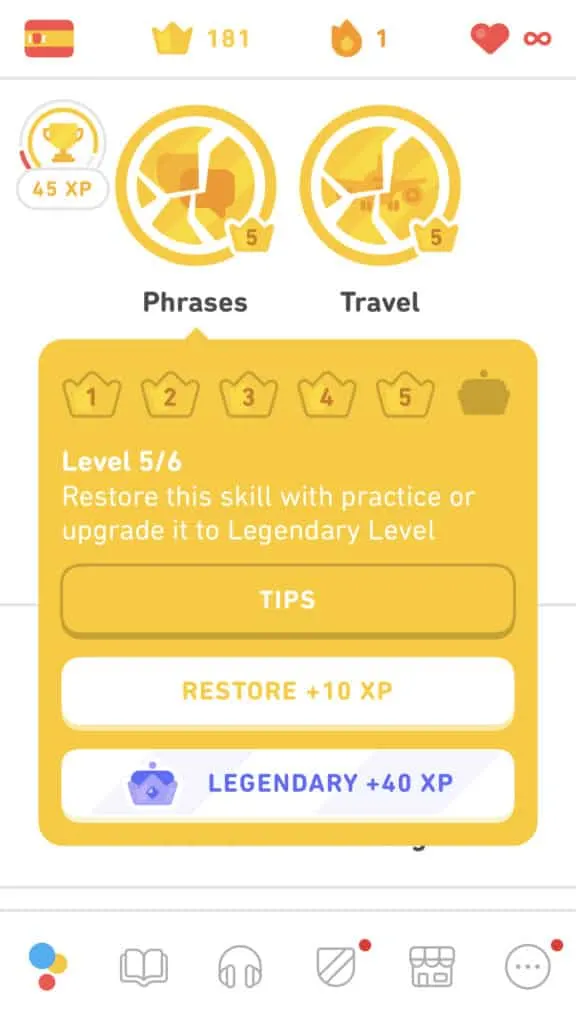 Legendary level for 40 XP