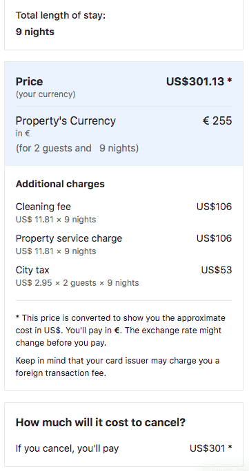 Booking.com price breakdown scam