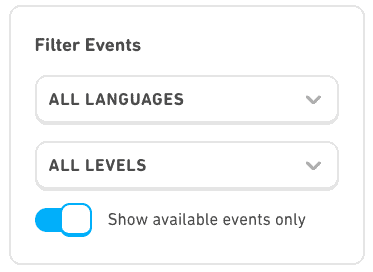 filter duolingo events by language