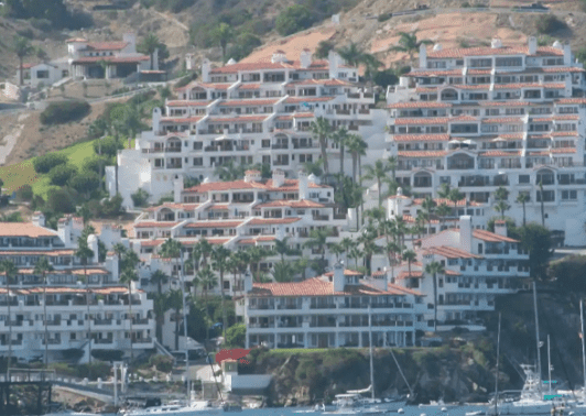 cluster of Avalon apartments along the port