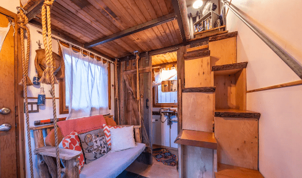 Rustic interior tiny house rental Airbnb
