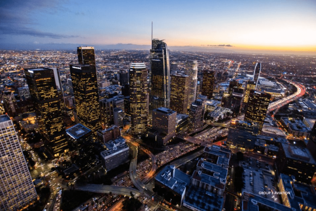Helicopter tour of LA at Dusk