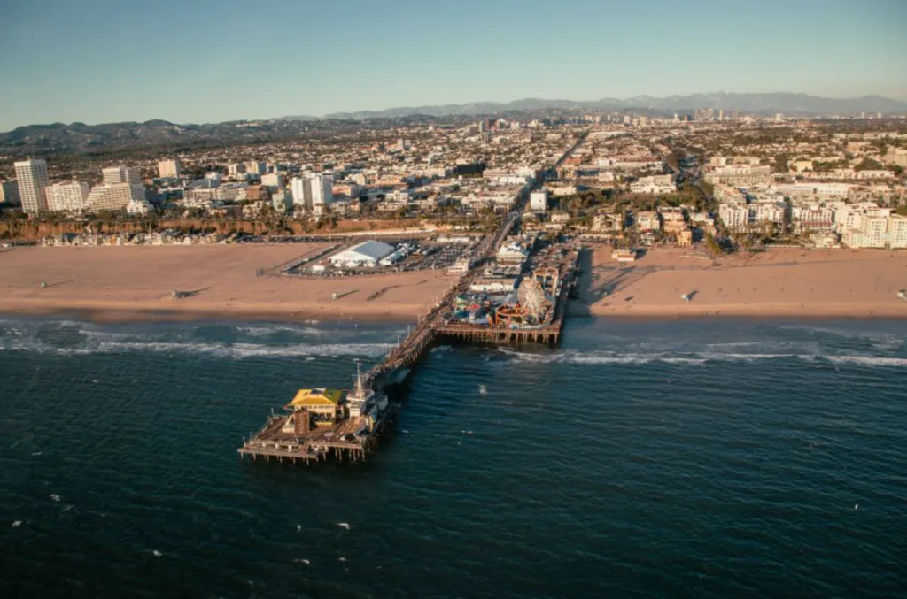 Santa Monica Pier from a helicopter