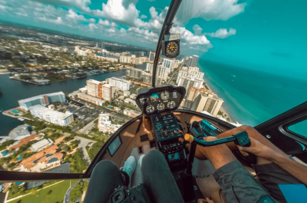 Helicopter flying over Miami
