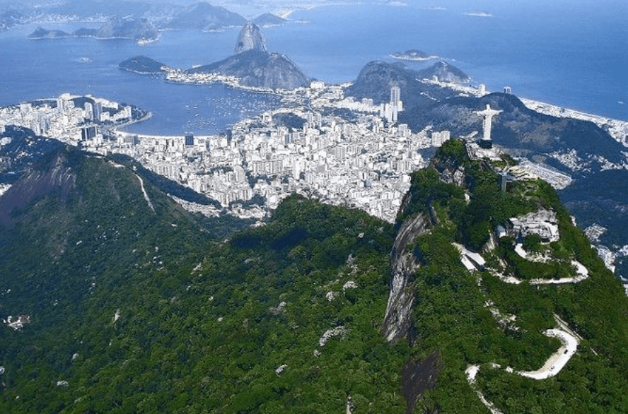 areal view of rio de Janeiro by helicopter