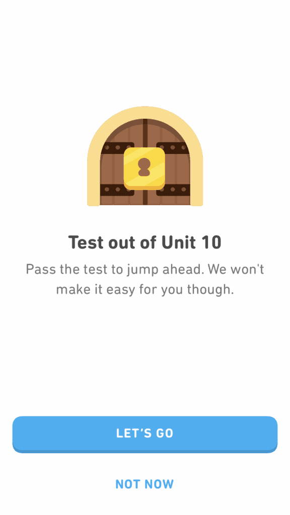 Test Out of Unit 10 Checkpoint in Duolingo 