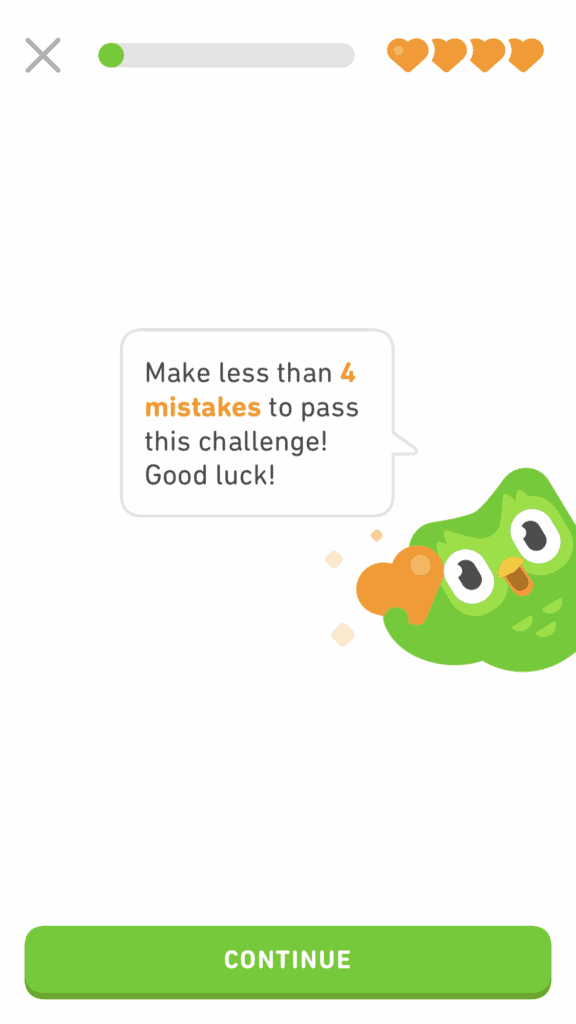 4 mistakes allowed in the Duolingo French Checkpoint Test