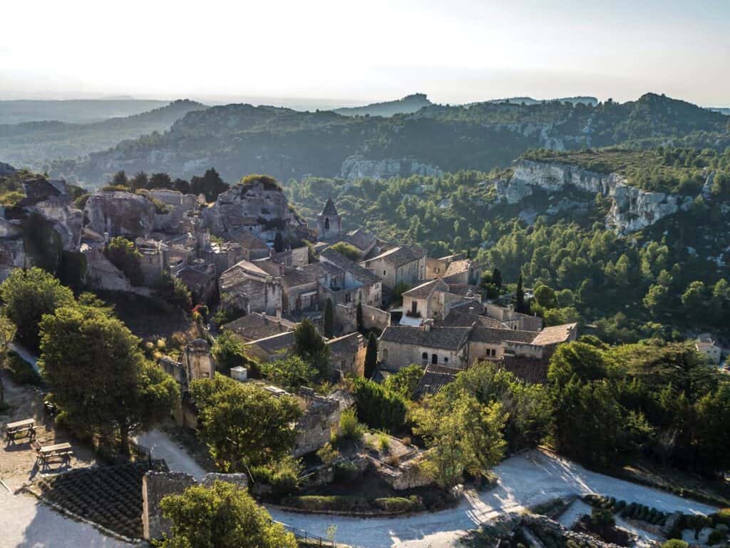arial view of the village of Les Baux-de-Provence