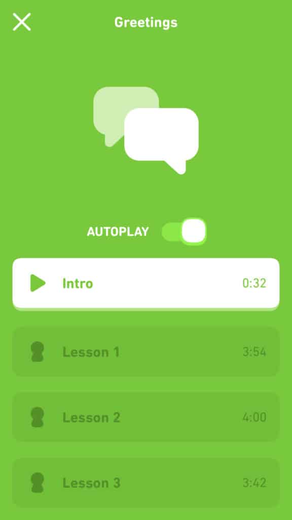 Duolingo Audio Lessons on Autoplay