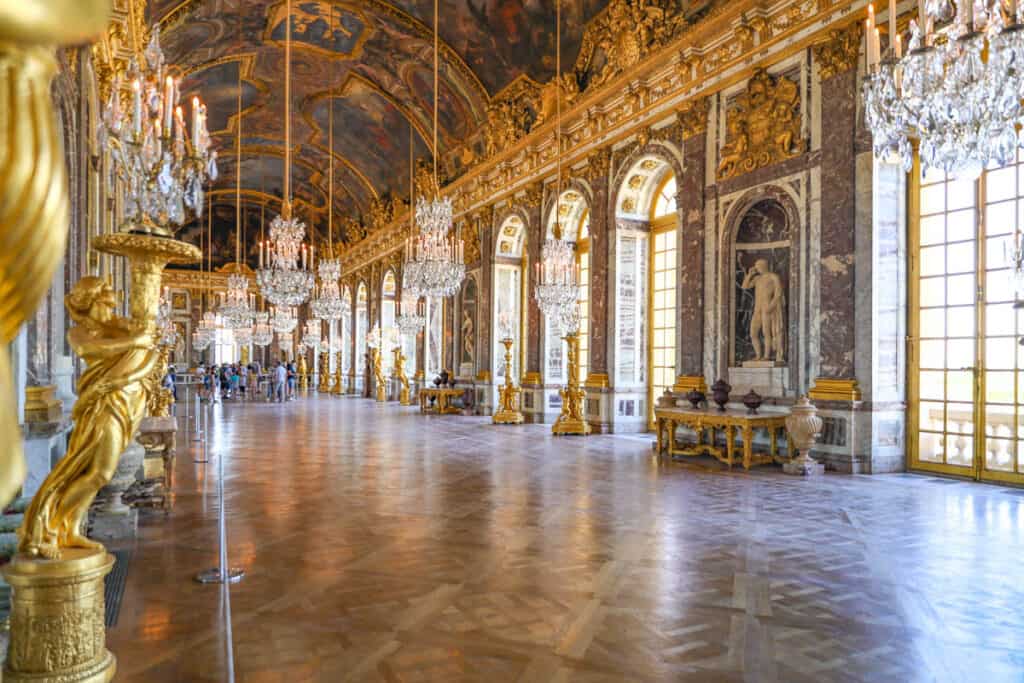 inside of Versailles hallway in France