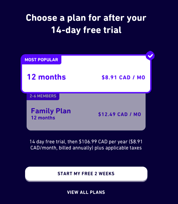 Duolingo Family Plan Cost in CAD