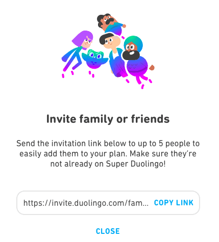 Invite Friends to Duolingo Family Plan