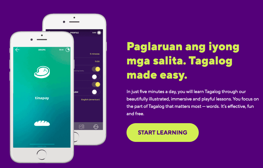 Tagalog on Drops App