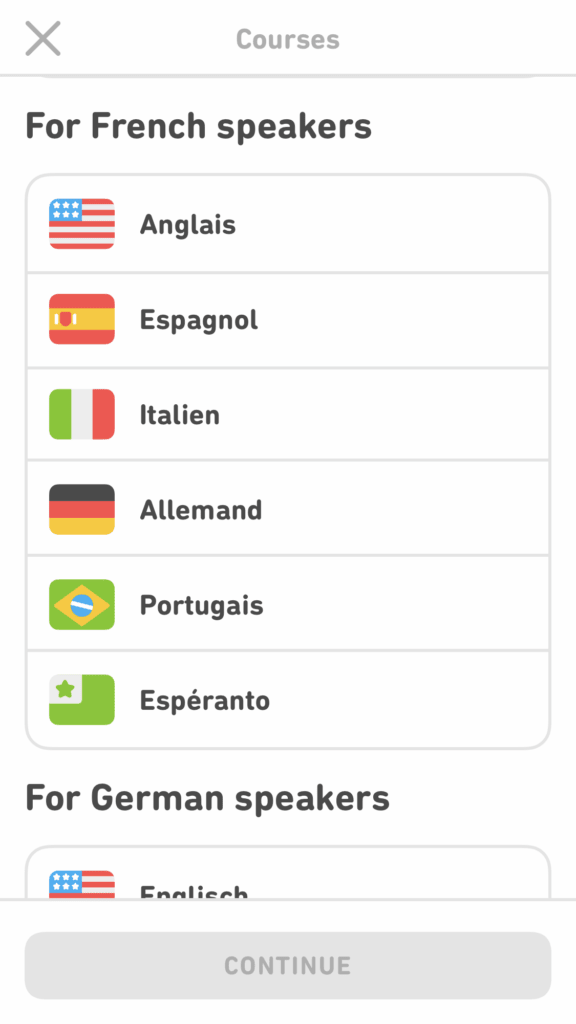 language courses on duolingo app