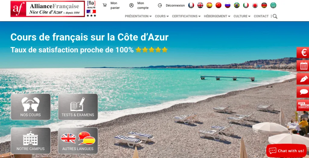 Alliance Française in Nice website