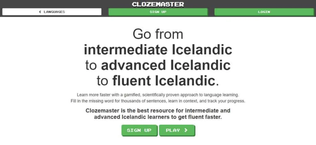 clozemaster icelandic website