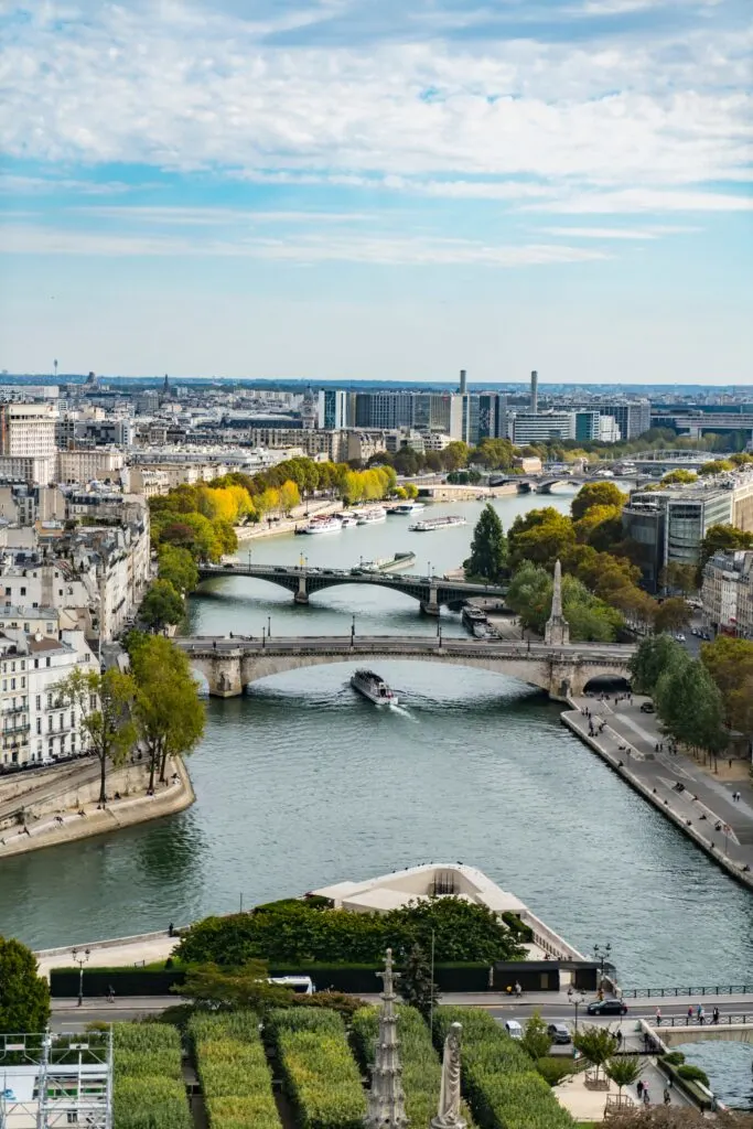 an aerial view of the Seine in Paris
