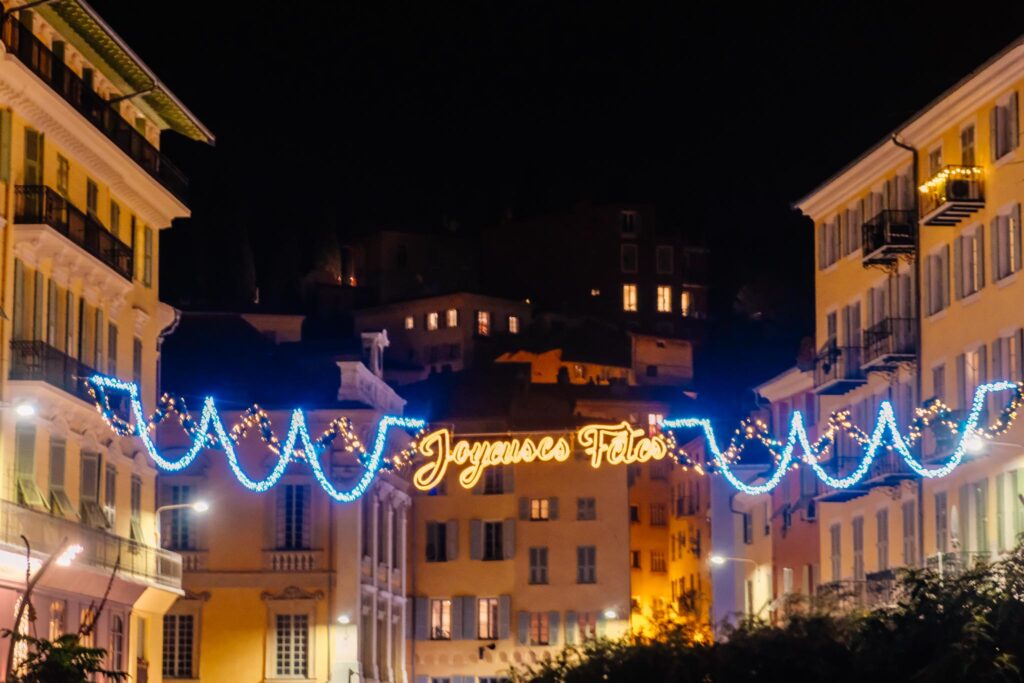 Christmas lights in Nice Old Town