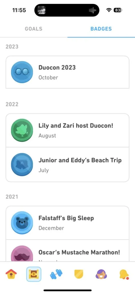 monthly badges on duolingo app