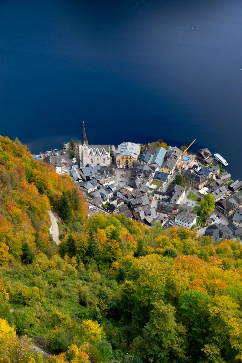 aerial view of Hallstatt from viewing point