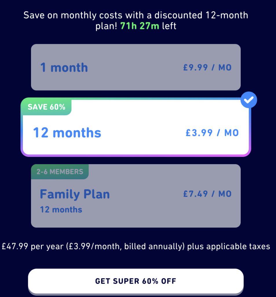 Super Duolingo cost in the UK in Pounds